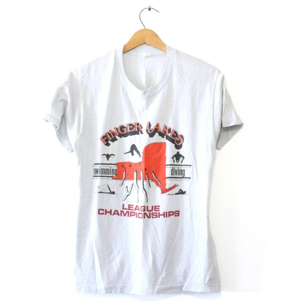 Vintage Finger Lakes Swimming Diving League Championships T Shirt Medium